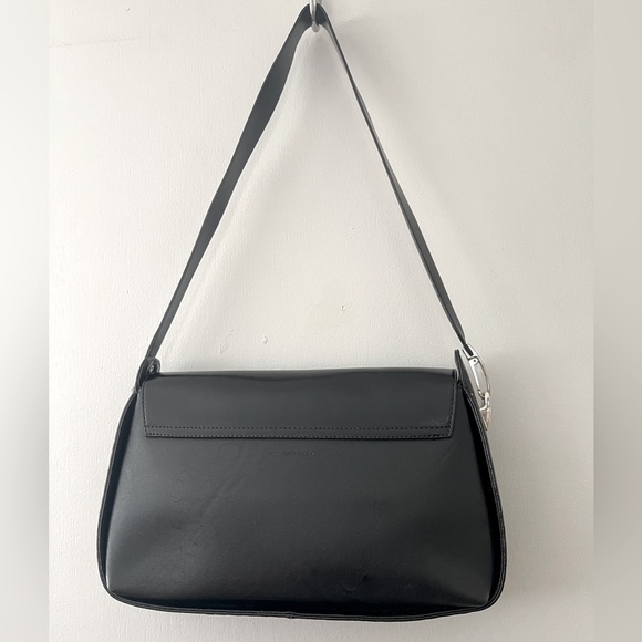 Francesco Biasia Classic Corporate Core Black Leather Structured Handbag Purse - Picture 6 of 16